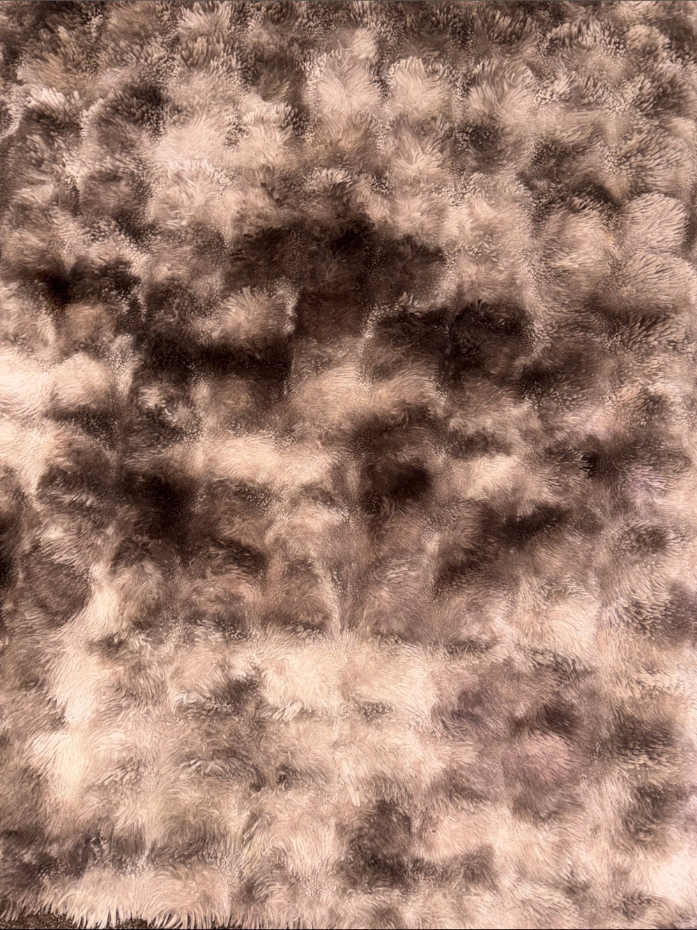 Plush Faux Fur Door Mat in Taupe and Chocolate - Unbranded